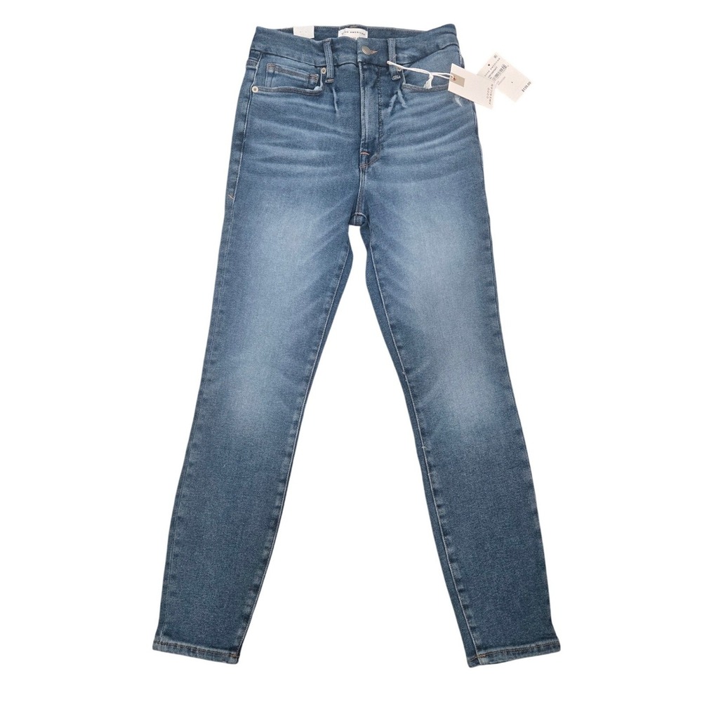 Good American Good Legs Skinny Jeans Mid Rise Indigo Wash Women's Size 4 27‎